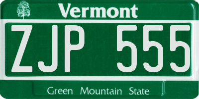 VT license plate ZJP555