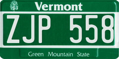 VT license plate ZJP558