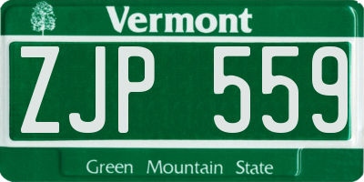VT license plate ZJP559