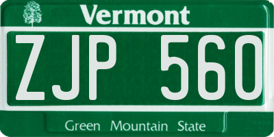 VT license plate ZJP560