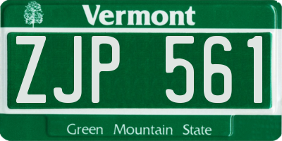VT license plate ZJP561