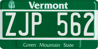 VT license plate ZJP562