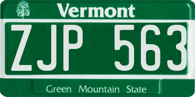 VT license plate ZJP563