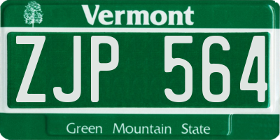 VT license plate ZJP564
