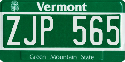VT license plate ZJP565