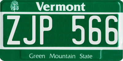 VT license plate ZJP566