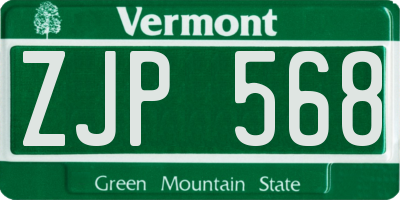 VT license plate ZJP568
