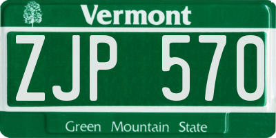 VT license plate ZJP570