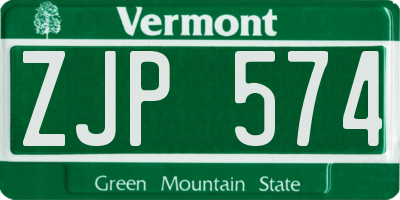 VT license plate ZJP574