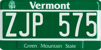 VT license plate ZJP575