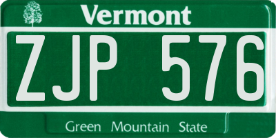 VT license plate ZJP576