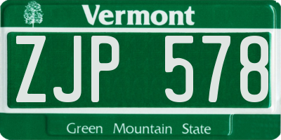 VT license plate ZJP578