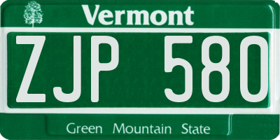 VT license plate ZJP580