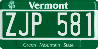 VT license plate ZJP581
