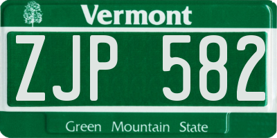 VT license plate ZJP582