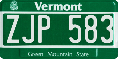 VT license plate ZJP583