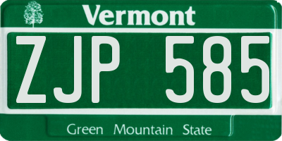VT license plate ZJP585