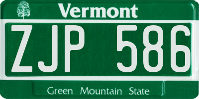 VT license plate ZJP586