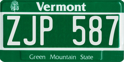 VT license plate ZJP587