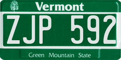 VT license plate ZJP592