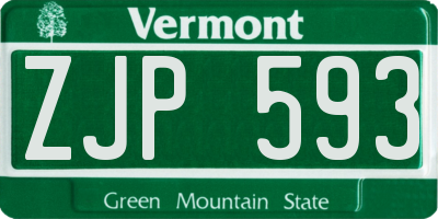 VT license plate ZJP593