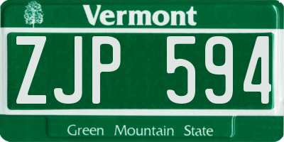 VT license plate ZJP594