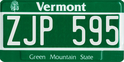 VT license plate ZJP595