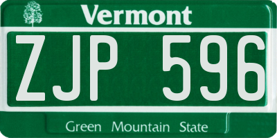 VT license plate ZJP596