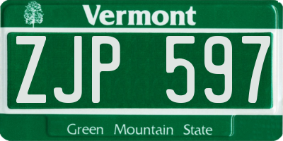 VT license plate ZJP597