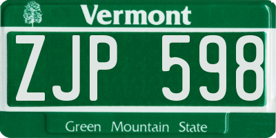 VT license plate ZJP598