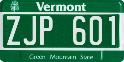 VT license plate ZJP601