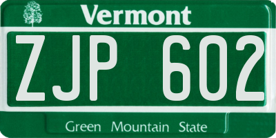 VT license plate ZJP602