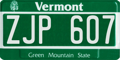VT license plate ZJP607