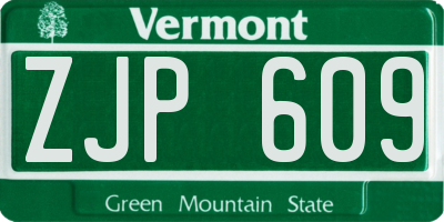 VT license plate ZJP609