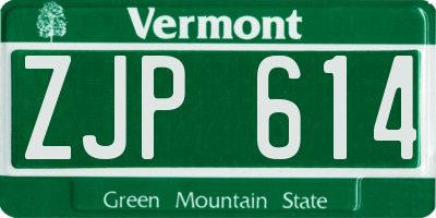 VT license plate ZJP614