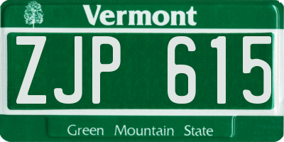 VT license plate ZJP615