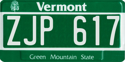 VT license plate ZJP617