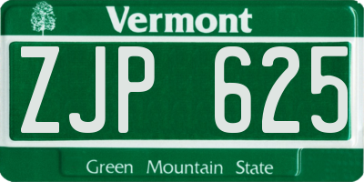 VT license plate ZJP625