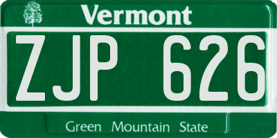 VT license plate ZJP626