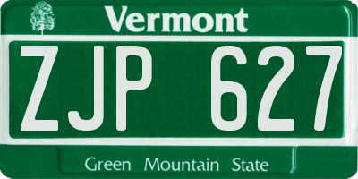 VT license plate ZJP627