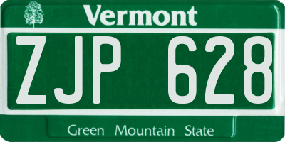 VT license plate ZJP628