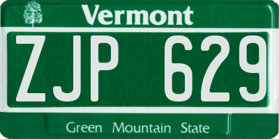 VT license plate ZJP629