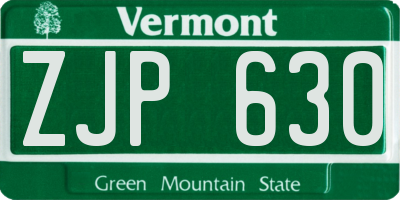 VT license plate ZJP630