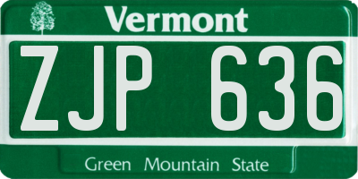 VT license plate ZJP636
