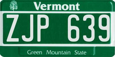 VT license plate ZJP639