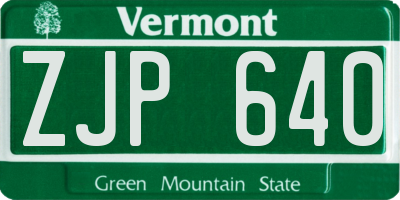 VT license plate ZJP640