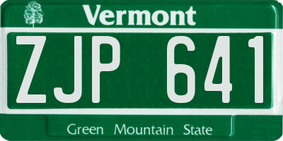 VT license plate ZJP641