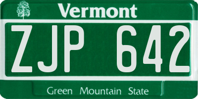 VT license plate ZJP642