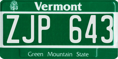 VT license plate ZJP643
