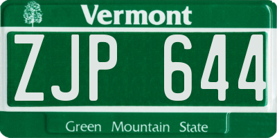 VT license plate ZJP644